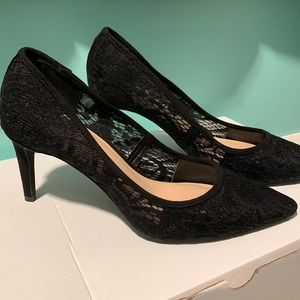 black lace formal heels